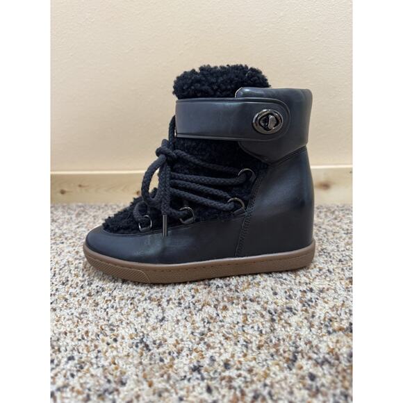 Coach Black Ankle Boots with Brown Sole - Picture 3 of 11